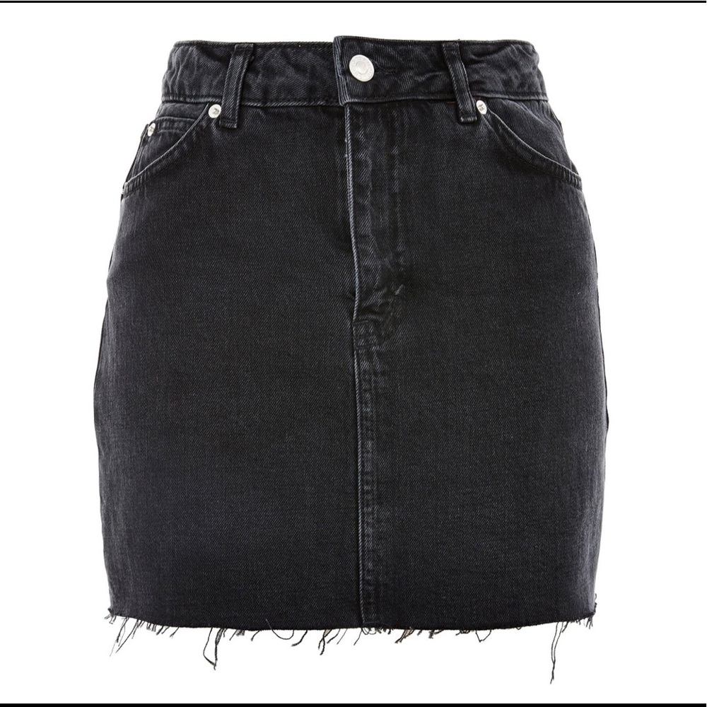 Topshop Frayed Hem Denim Miniskirt